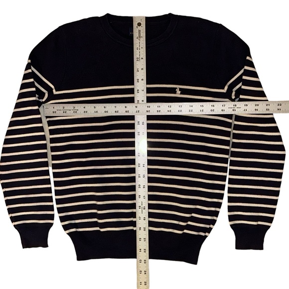 Polo Ralph Lauren Boys Navy White Stripe Cotton Crew Neck Sweater L (14 - 16) - Picture 9 of 13